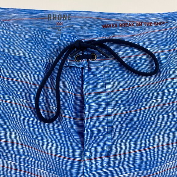 Rhone Board Shorts Mens Size 38 Swim Trunks Blue Striped - Picture 2 of 14